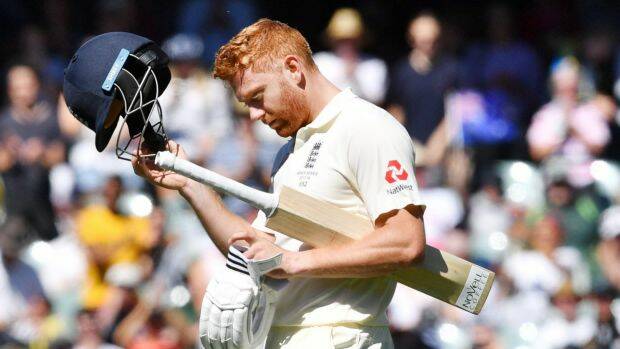 Promotion: England wicketkeeper Jonny Bairstow departs on the final day of the second Test, bowled by Mitchell Starc for 36. Photo: AAP