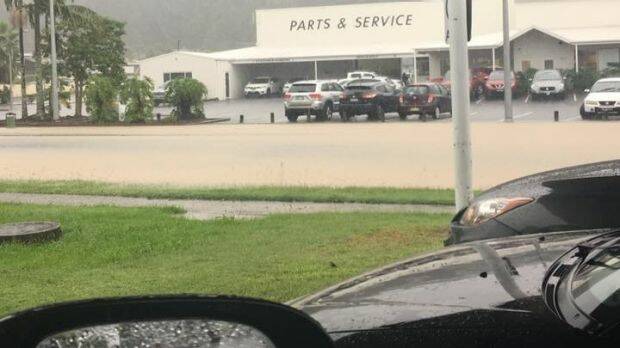 Flooding turned Halls Road, Coffs Harbour, into a brown river on Wednesday. Photo: Facebook/Coffs Harbour Weather Watch