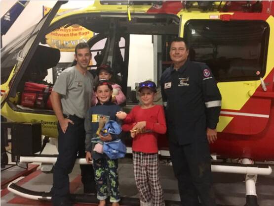 A father and his three children were rescued after being stranded on a jet ski in waters off Gold Coast. Picture: Surf Life Saving QLD Twitter page