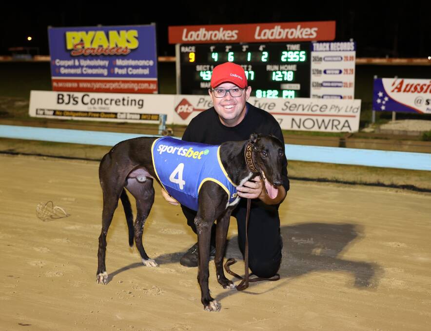 Trainer David Smith with 2023 Nowra Puppy Classic winner Tarawi Rocky. Picture supplied