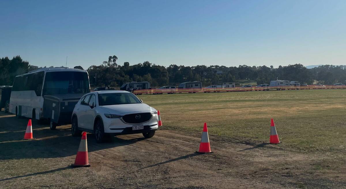 People lined up in their vehicles on Friday, September 29 in anticipation of accessing their Bathurst 1000 campsites more than a week before the race. Picture supplied