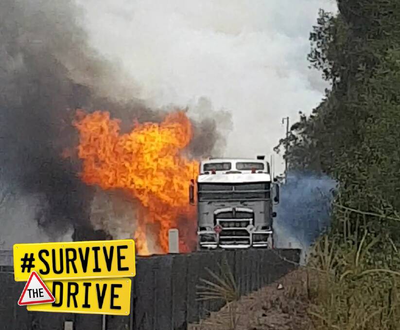 FATAL: A truck driver died in a car and truck pile-up on the M1 Motorway at Cooranbong on Monday. All three trucks, including a fuel tanker, and a car were destroyed. Picture: Wayne Lea