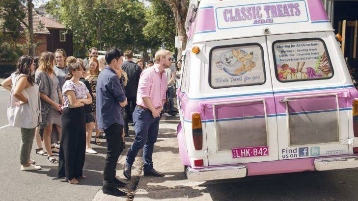 An ice-cream truck pulls up in Surry Hills. Photo: James Brickwood