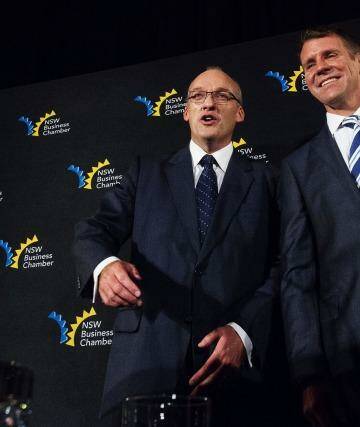  NSW Opposition Leader Luke Foley and NSW Premier Mike Baird at the State Election Debate. Photo: Christopher Pearce