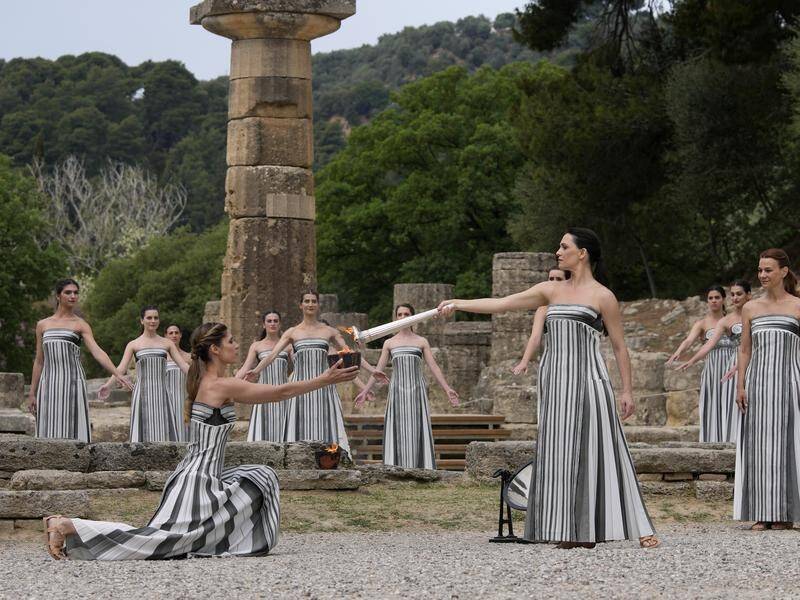 The flame for the 2024 Paris Olympic Games is ignited at Ancient Olympia. (AP PHOTO)