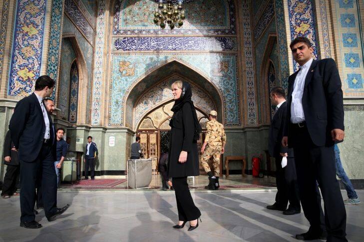 Foreign Affairs minister Julie Bishop toured a bazaar in Tehran Iran after a day of meetings on Saturday 19 April 2015. Photo: Andrew Meares