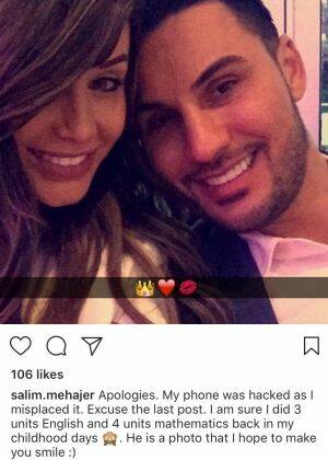 Salim Mehajer posted a photo of himself with his estranged wife Aysha on Instagram late on Sunday. The post has since been deleted. Photo: Instagram