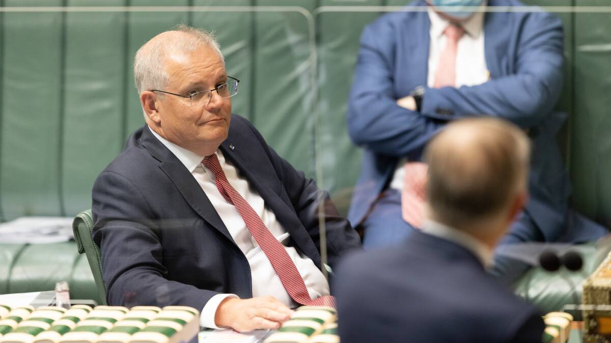 Prime Minister Scott Morrison and Opposition Leader Anthony Albanese during Question Time. Picture: Sitthixay Ditthavong