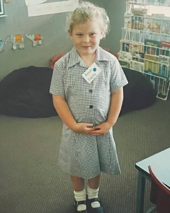  Alison Foletta, aged five, on her first day of preparatory school. Picture: Supplied