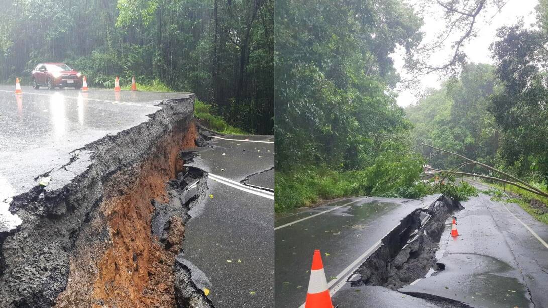 Damage to roads in Far North Queensland. Pictures via Facebook/Steven Miles