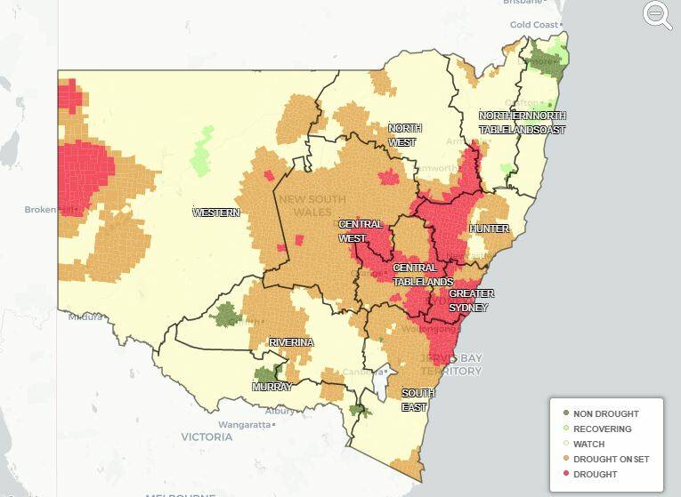 The latest drought snapshot from DPI's Enhanced Drought Information System. Photo via DPI. 