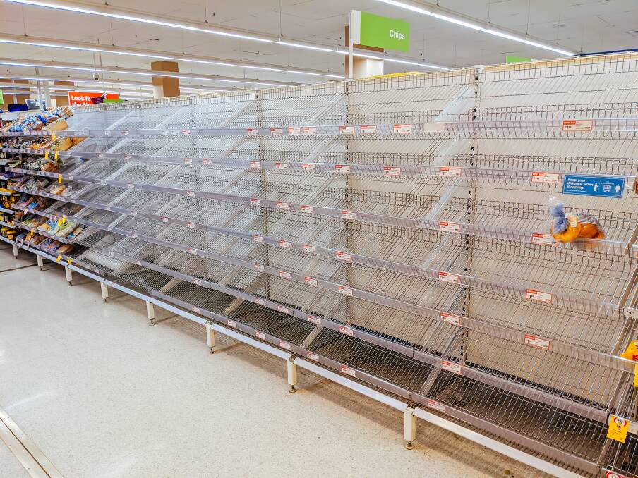 Empty shelves in a Melbourne supermarket on Friday. Picture: Getty Images