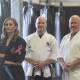 Anna De Nuntiis with masters Lincoln Harris and John Tooby from Toodakan Self Defence Academy at Smeaton Grange. Pictures: Simon Bennett