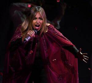 Empty handed: Jessica Mauboy performs during the 31st ARIA Awards at The Star. Photo: AAP
