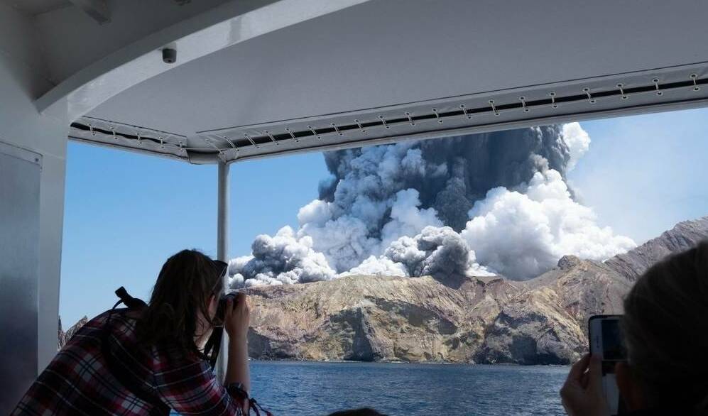  Volcano erupting on New Zealand's White Island. Picture: Michael Schade via Twitter 