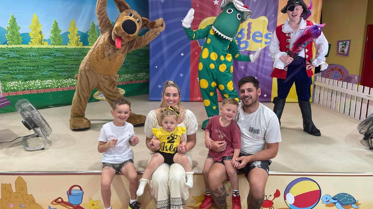 Hopeful: Nikita and Harley Hunter, of Ballarat, with their children Harry, 5, Isla, 2, and Paddy, 3. They are desperate for Isla to be selected for a clinical trial for gene therapy for CLN1 disease, otherwise known as infantile Batten disease. Picture: Supplied