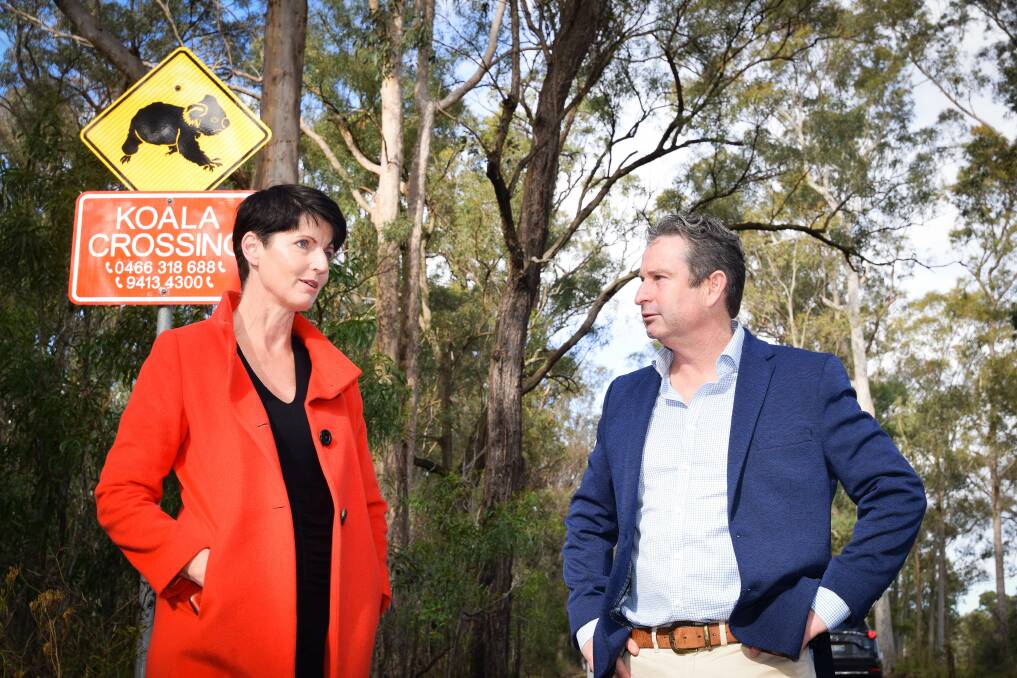 Disappointed: Labor's Shadow Minister for Environment, Kate Washington, and Campbelltown MP Greg Warren beside Appin Road. Picture: Supplied.