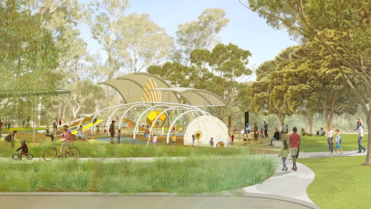 Big attraction: A giant 25-metre fish-shaped playspace is part of a $2 million upgrade of the eight-hectare Carrawood Park.