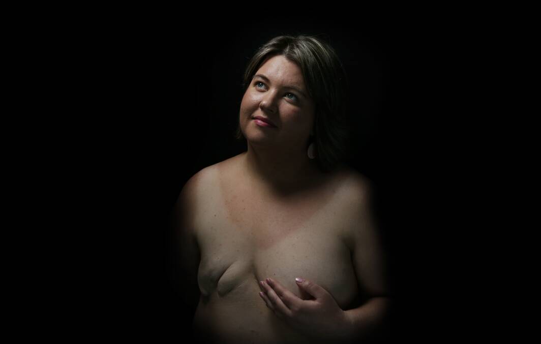 Journey: Kathryn Simms expected her preventative double mastectomy and reconstruction to be relatively straight forward. Instead she endured multiple unexpected complications and had to have one implant removed. Picture: Simone De Peak