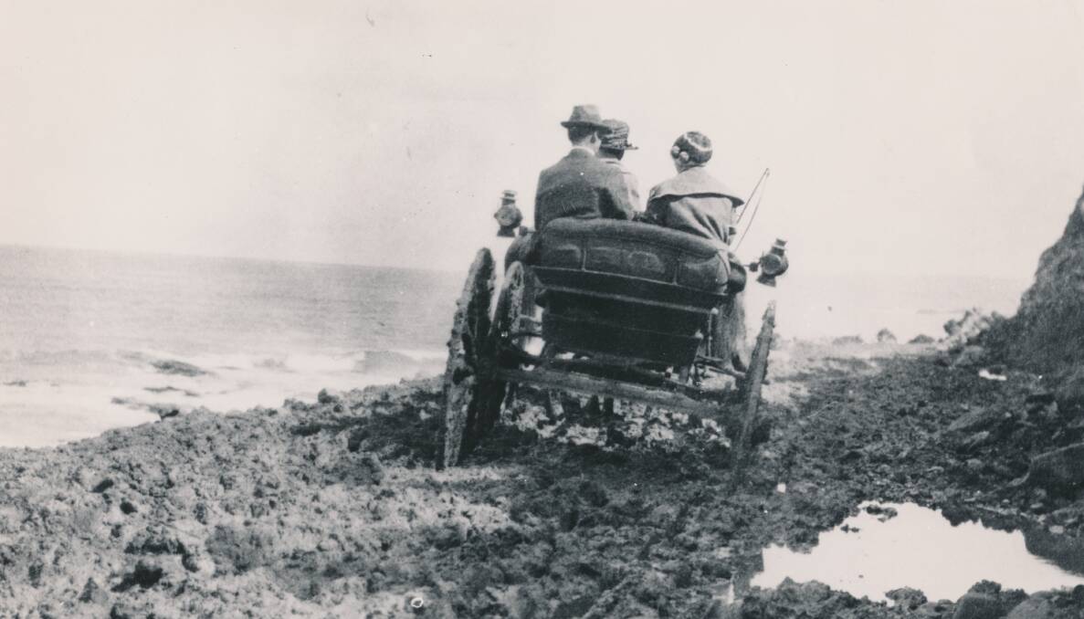 TOUGH GOING: Travel was rough on the Great Ocean Road in the early days. 