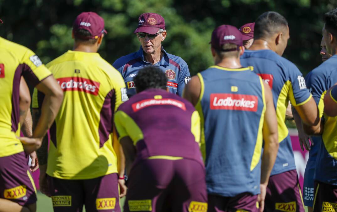 Underachievers: Broncos coach Wayne Bennett during a training session with his Brisbane Broncos. Picture: AAP