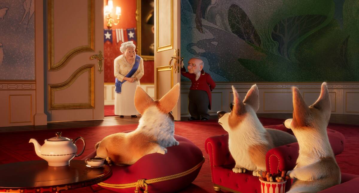The Queen and pets in The Queen's Corgi. Picture: Roadshow