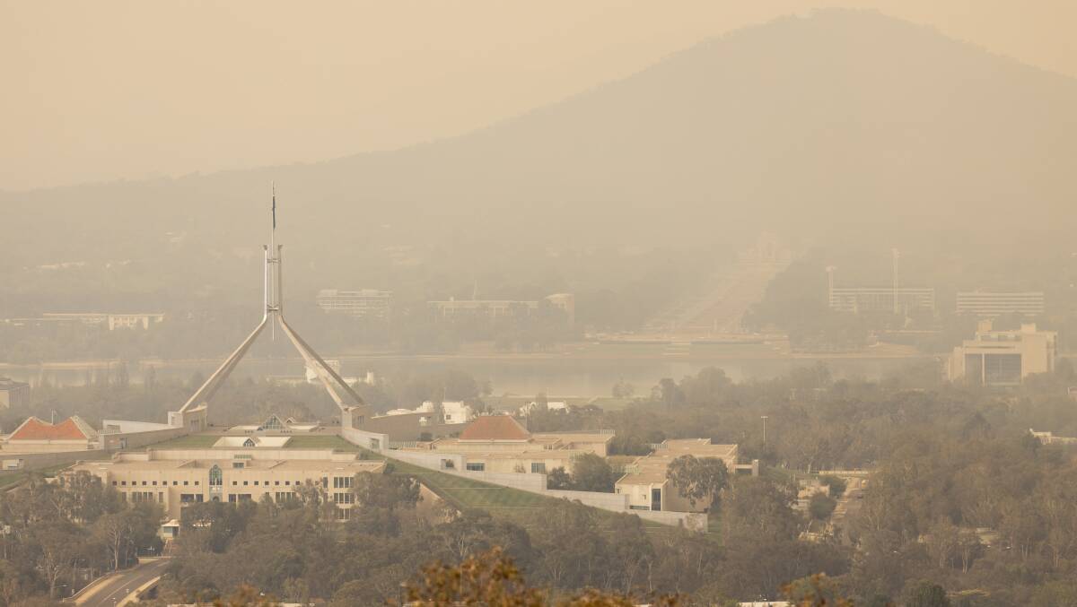 Smoke from the bushfire in Namadgi National Park covered Canberra in January. Picture: Sitthixay Ditthavong