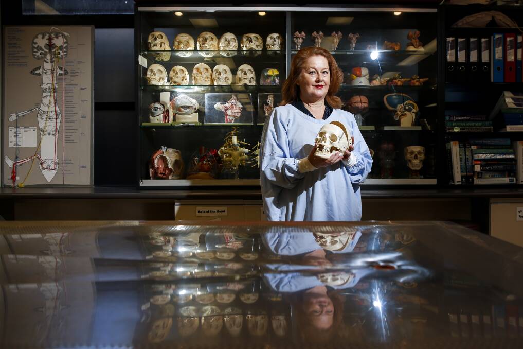 Donors: University of Wollongong Associate Professor Deirdre McGhee in the anatomy lab, which uses cadavers sourced through its body donation program. Picture: Anna Warr