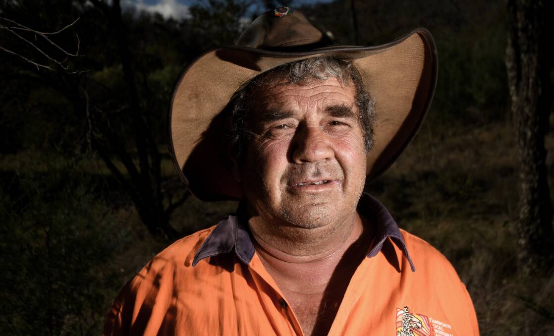 TRACKER: Anaiwan man Don Fermor uses his skills as a tracker to determine locations where the Yurri [Yowie] may have been. Photo: Gareth Gardner 270619GGC05