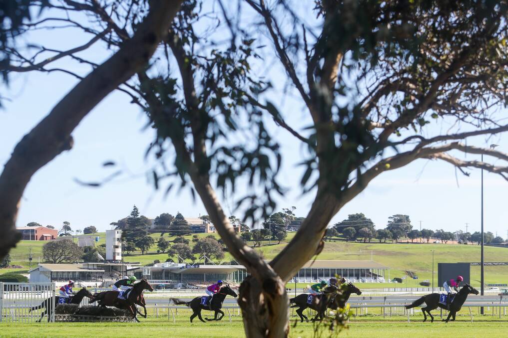 SCENIC: Horses in action during race three at Warrnambool on Tuesday. Picture: Morgan Hancock 