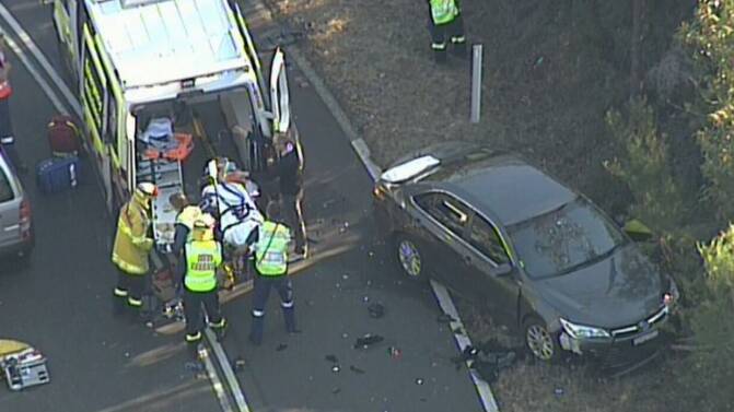 Emergency services at the scene of the crash. Image: 9News