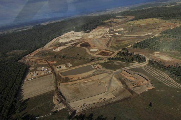 Photographs shows the clear felling of the Leard Forest and construction of Whitehavens' ?? Maules Creek coal mine near Boggabri. Greenpeace activists opposed to the mines' construction have an established tree sit in place to stop the felling of the endangered forest and?? are surrounded by?? mine security and police rescue units.Photographs by Dean Sewell. S.M.H. News.Taken Sunday 1st June 2014.?? 

das140601.001.001.send.jpg
