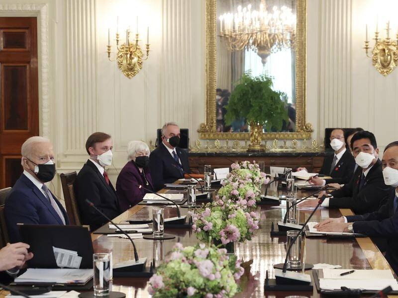 Japanese PM Yoshihide Suga has met US President Joe Biden at White House.
