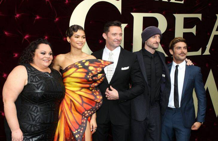 (left-right) Keala Settle, Zendaya, Hugh Jackman, director Michael Gracey, and Zac Efron at the Australian premiere of The Greatest Showman at The Star, Sydney, Wednesday, December 20, 2017 (AAP Image/Ben Rushton) NO ARCHIVING