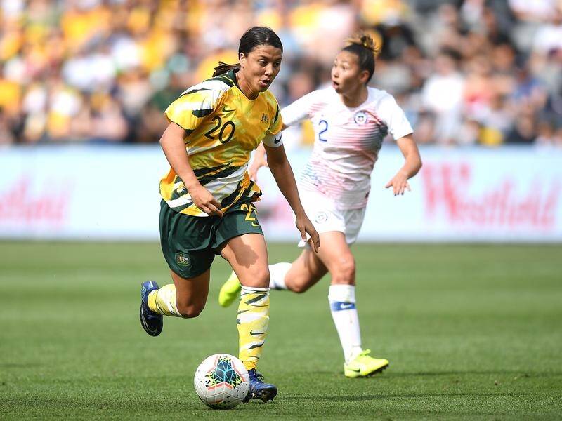 Captain Sam Kerr scored both goals in the Matildas' 2-1 friendly win over Chile in Sydney.