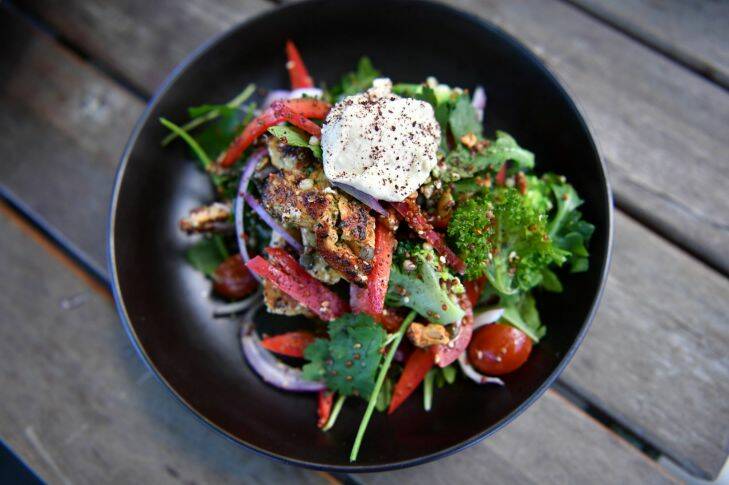 Chicken & Ancient Grain Salad ,Spectrum - Lunch With Anthony Lehman at the Fitz cafe. 17th October 2017 Fairfax Media The Age news Picture by Joe Armao