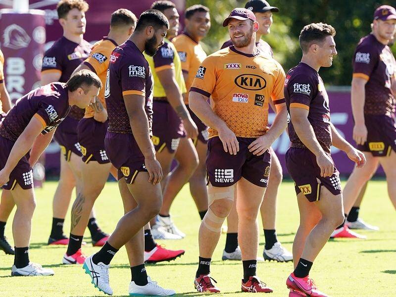 Prop Matt Lodge (c) is poised to play for Brisbane against Parramatta in the NRL season's re-opener.