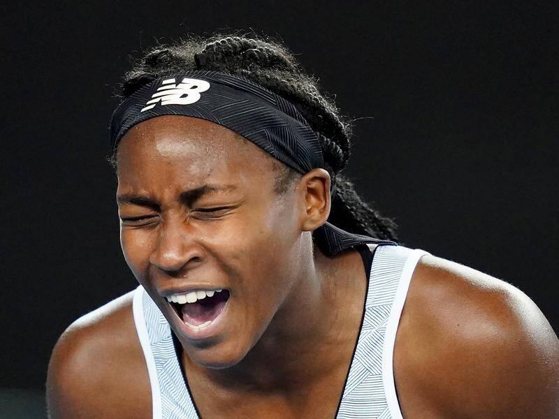 An emotional Coco Gauff scored her second win over veteran Venus Williams at the Australian Open.