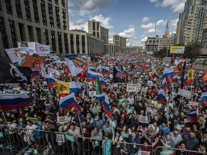 Thousands have protested in Moscow after opposition candidates were barred from a city election.