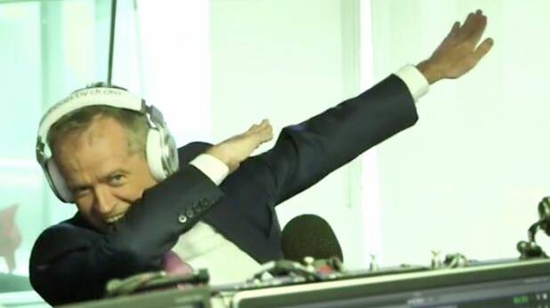 The 50-year-old had Fitzy and Wippa in raptures by "dabbin"; an arm-thrust dance move that stopped being popular in 2015.  Photo: Nova Radio
