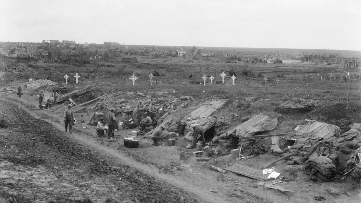 Heavy casualties: Troops billeted in a sunken road near Bullecourt on May 19, 1917. Photo: AWM E02021 