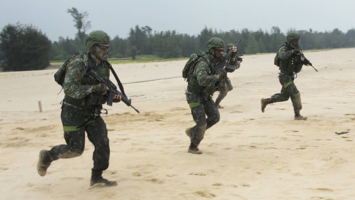 Taiwanese marines take part in an anti-invasion drill in 2019. Picture: Getty Images